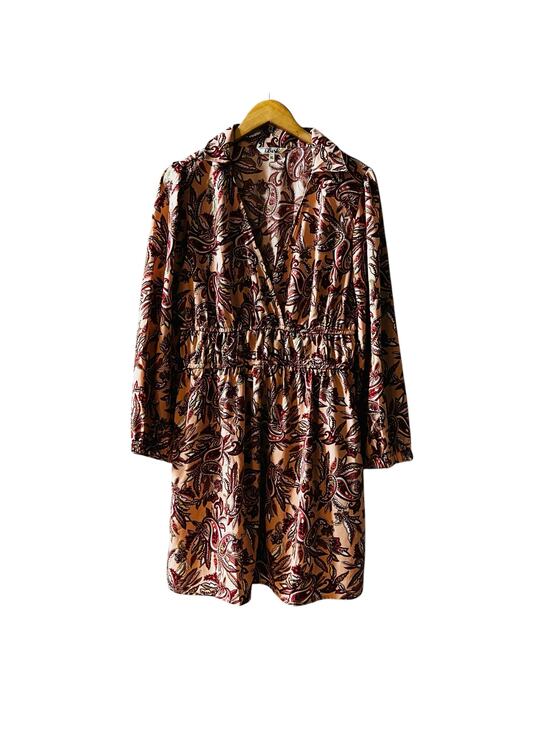 Blush Dresses & Skirts - Blush Paisley Print Elastic Waist Collared Long Sleeve Dress Size XL NWT